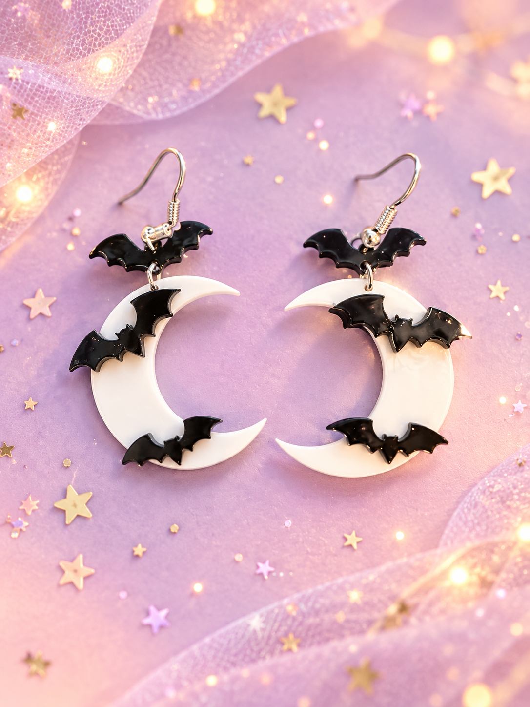 Moon and Bat earrings