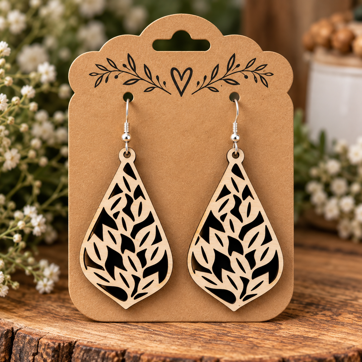 Rustic Leaf cut earrings