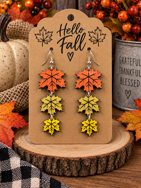 3 leaf fall earrings